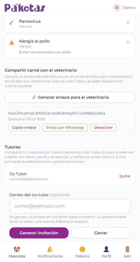 Invitar a un co-tutor