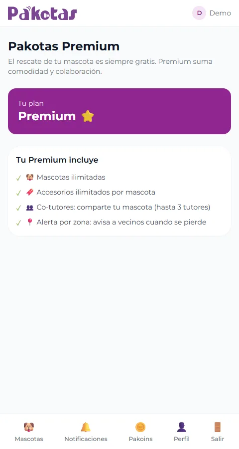 Pantalla de Pakotas Premium
