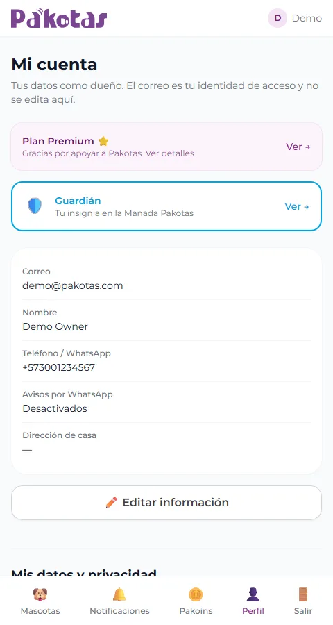 Perfil de usuario